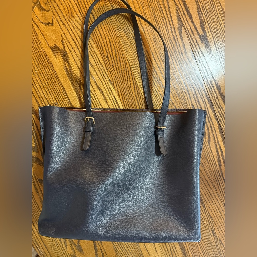 Coach Dark Blue Molly Leather Tote - Picture 2 of 4
